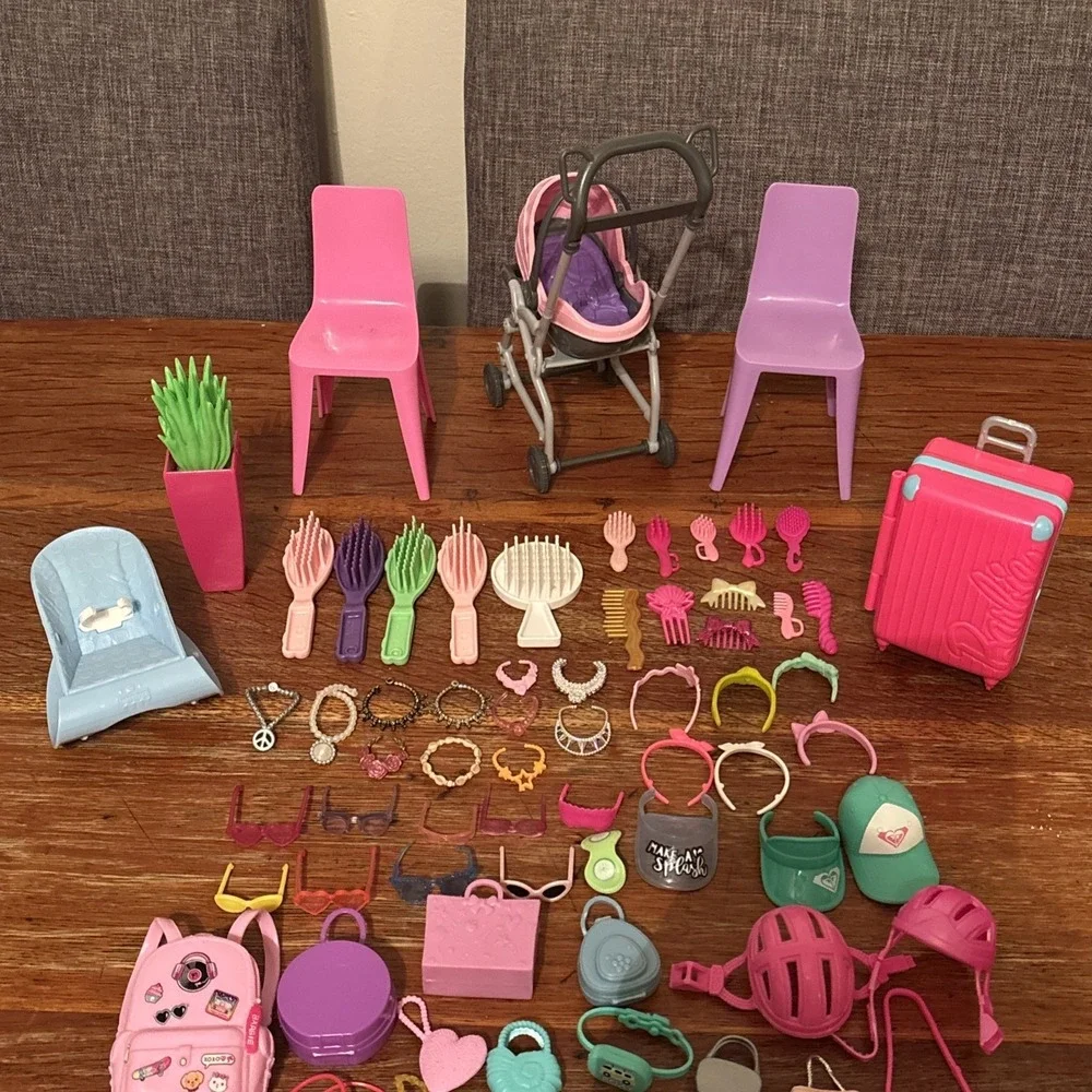 Mixed Toy Lot Barbie Dolls Random Accessories Assorted 150 pieces.